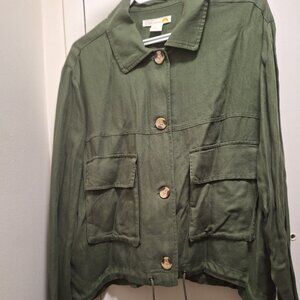 LINEN ARMY GREEN JACKET.